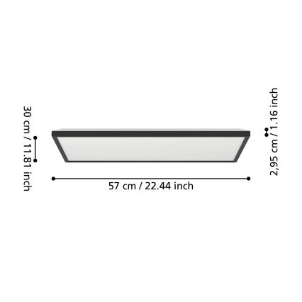 Eglo - Plafoniera LED da esterno LED/17,2W/230V 2700/4000/6500K 30x57 cm IP44 nero