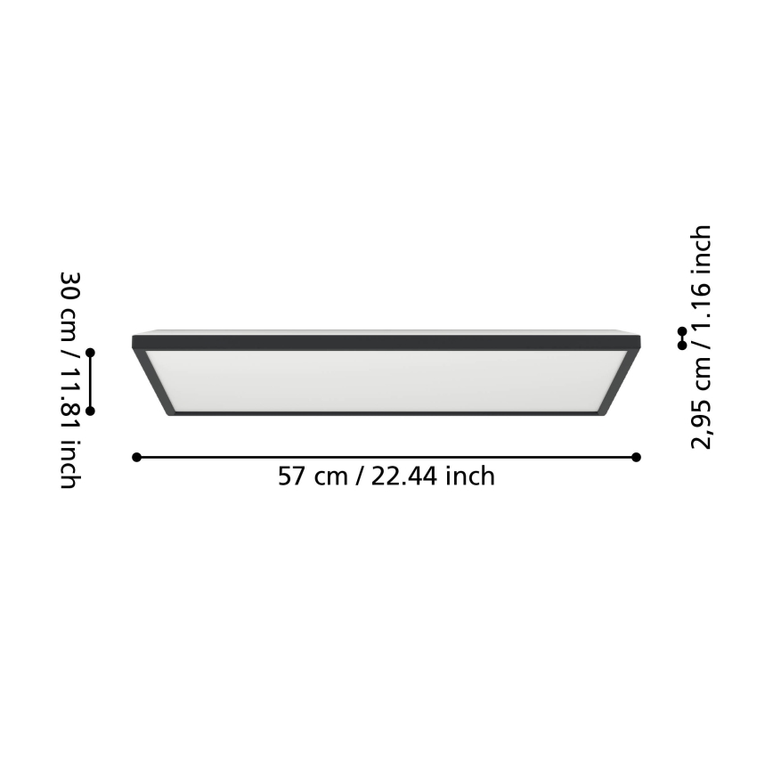 Eglo - Plafoniera LED da esterno LED/17,2W/230V 2700/4000/6500K 30x57 cm IP44 nero