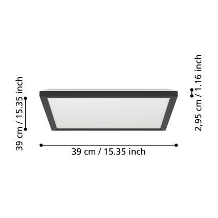 Eglo - LED Dimmerabile per esterni soffitto chiaro LED/17,6W/230V 2700-6500K 39x39 cm IP44 nero + telecomando