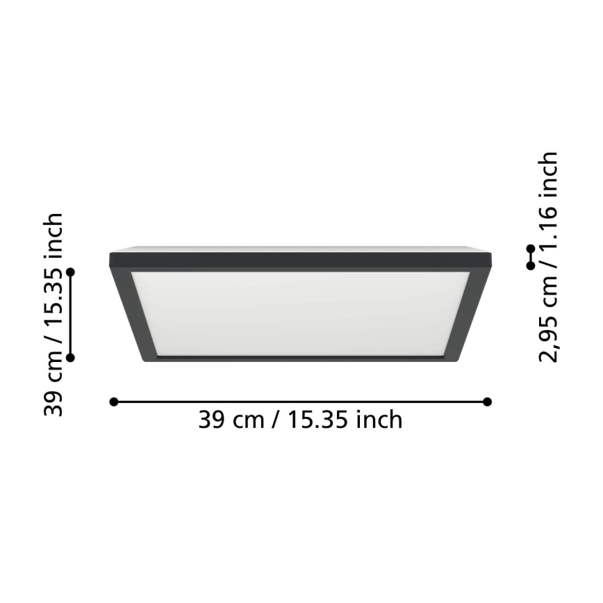 Eglo - LED Dimmerabile per esterni soffitto chiaro LED/17,6W/230V 2700-6500K 39x39 cm IP44 nero + telecomando