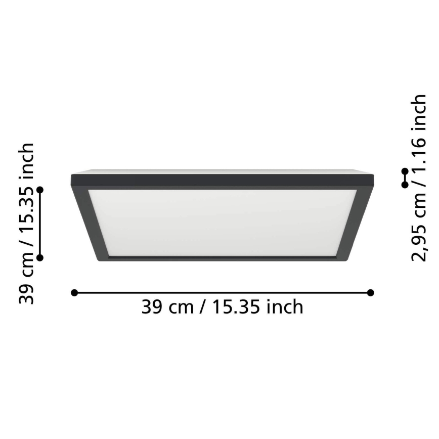 Eglo - LED RGBW Dimmerabile per esterni soffitto chiaro LED/17,6W/230V 2700-6500K 39x39 cm IP44 nero ZigBee