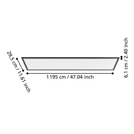 Eglo - Pannello LED a montaggio superficiale 33W/230V 2700/4000/6500K 120x30 cm nero