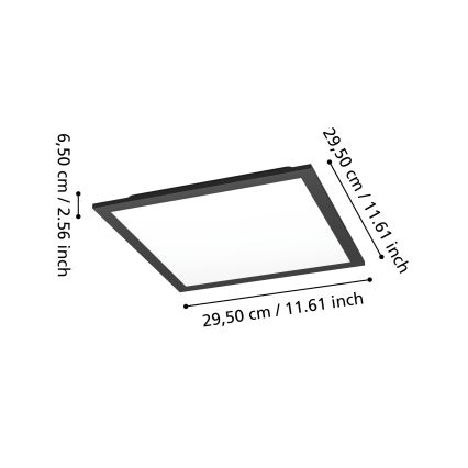 Eglo - Plafoniera LED RGBW dimmerabile LED/14W/230V 2700-6500K 30x30 cm nero