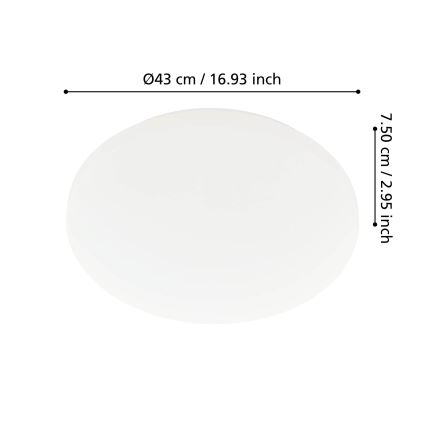 Eglo - Plafoniera da bagno LED/36W/230V Ø 43 cm IP54 bianco