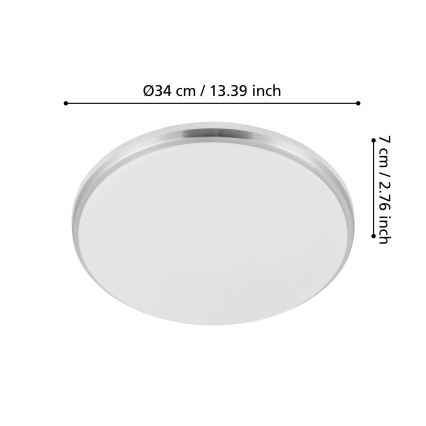 Eglo - Plafoniera LED da bagno 18W/230V 3000/4000/6500K Ø 34 cm IP54 cromo opaco