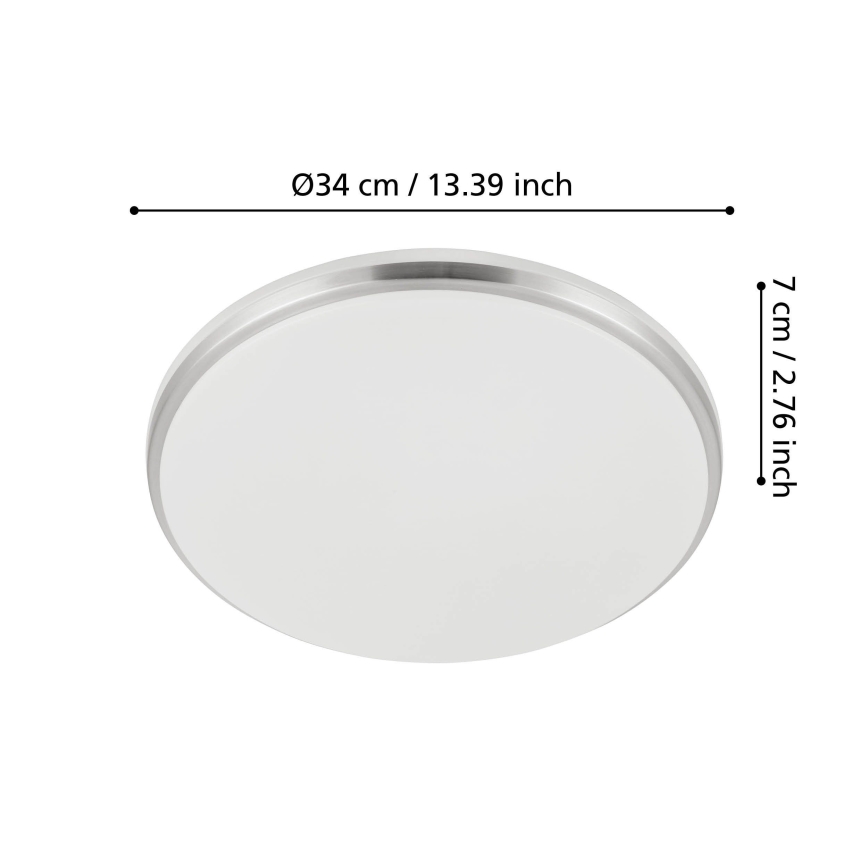Eglo - Plafoniera LED da bagno 18W/230V 3000/4000/6500K Ø 34 cm IP54 cromo opaco