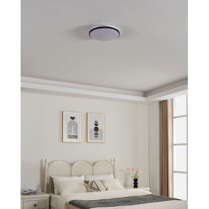 Eglo - Plafoniera da soffitto LED per bagno, 18W/230V, 3000/4000/6500K, Ø 34 cm, IP54, nera