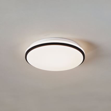 Eglo - Plafoniera da soffitto LED per bagno, 18W/230V, 3000/4000/6500K, Ø 34 cm, IP54, nera