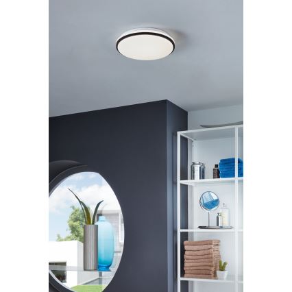 Eglo - Plafoniera da soffitto LED per bagno, 18W/230V, 3000/4000/6500K, Ø 34 cm, IP54, nera