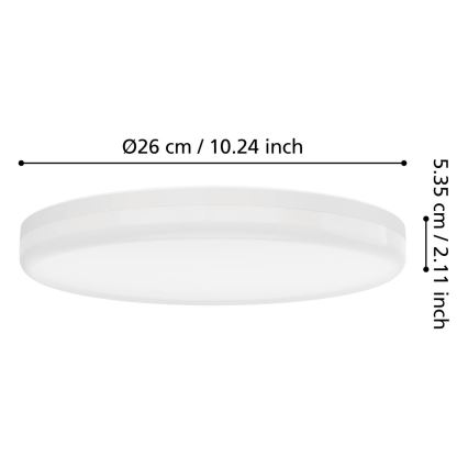 Eglo - Plafoniera LED da soffitto per bagno LED/16,5W/230V 2700/4000/6500K Ø 26 cm IP54 bianca