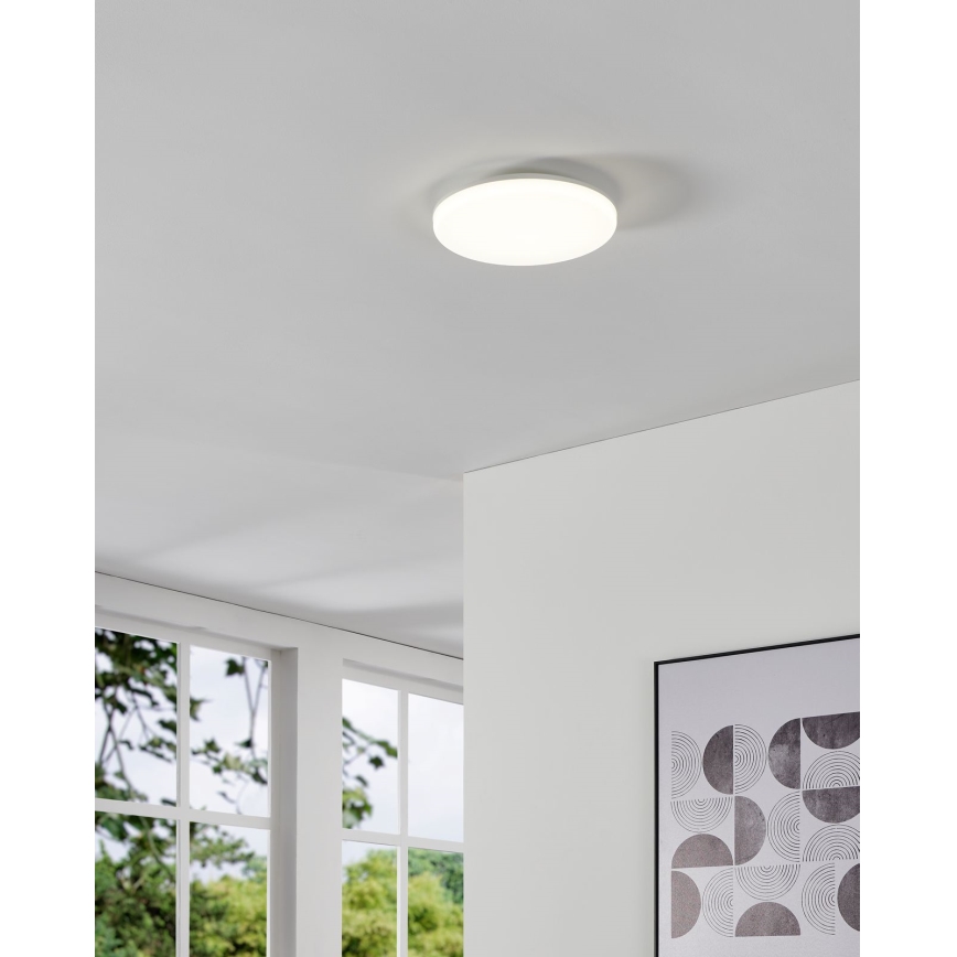 Eglo - Plafoniera LED per bagno, 20 W, 230 V, 2700/4000/6500 K, Ø 31 cm, IP54, bianco
