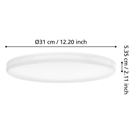Eglo - Plafoniera LED da bagno a soffitto con sensore di movimento LED/20W/230V 2700/4000/6500K Ø 31 cm IP54 bianca