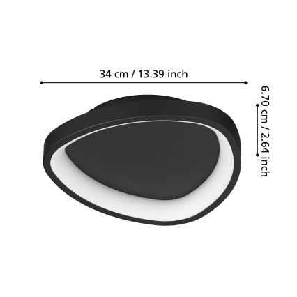 Eglo - Plafoniera LED dimmerabile LED/12W/230V 2700-6500K nero + telecomando