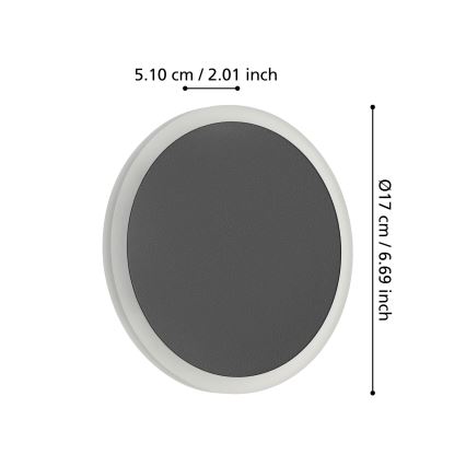 Eglo - Applique a LED LED/12W/230V 3000K diametro 17 cm nero