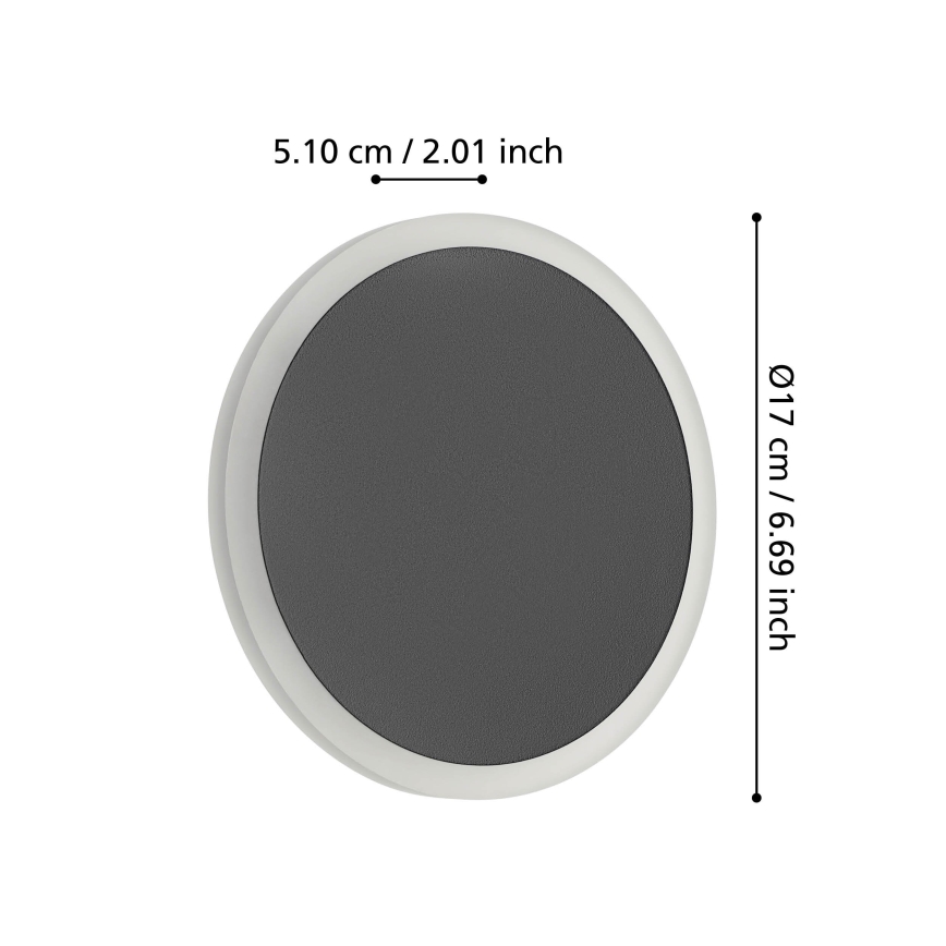 Eglo - Applique a LED LED/12W/230V 3000K diametro 17 cm nero