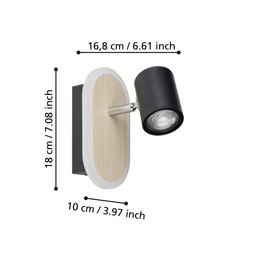 Eglo - Faretto da parete LED 7W/230V, marrone/nero