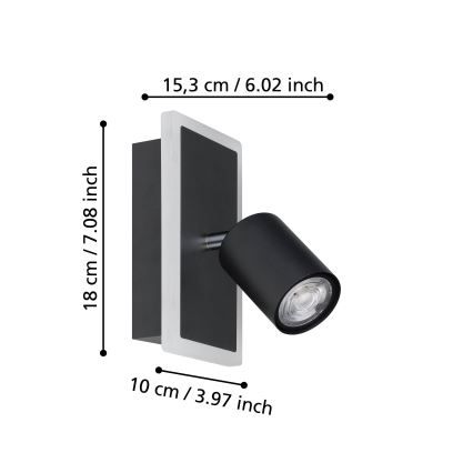 Eglo - Faretto da parete LED/7W/230V nero