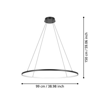 Eglo - Lampadario a sospensione con filo LED dimmerabile LED/40W/230V 2700-6500K nero + telecomando