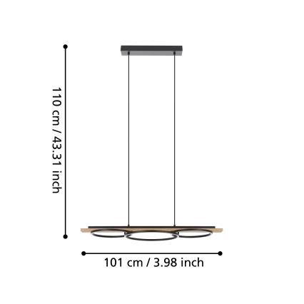 Eglo - Lampadario a sospensione con filo LED dimmerabile 2xLED/12,5W/230V+1xLED/15,5W 3000K beige/nero