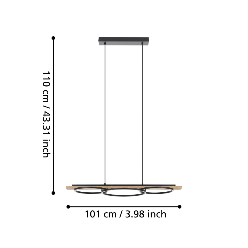 Eglo - Lampadario a sospensione con filo LED dimmerabile 2xLED/12,5W/230V+1xLED/15,5W 3000K beige/nero