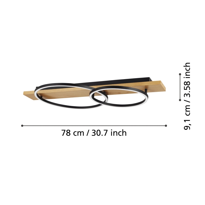 Eglo - Plafoniera LED 2xLED/12W/230V 3000K beige/nero