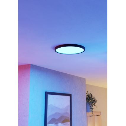 Eglo - Plafoniera da bagno dimmerabile LED RGBW LED/17,5W/230V 2700-6500K Ø 39,9 cm IP44 nero