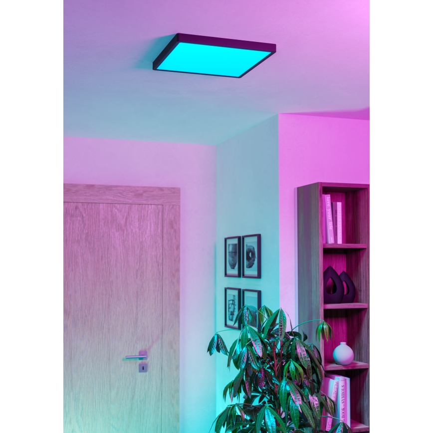 Eglo - LED RGBW dimmerabile plafoniera da soffitto per bagno LED/17,8W/230V 2700-6500K diam. 39,9 cm IP44 nero