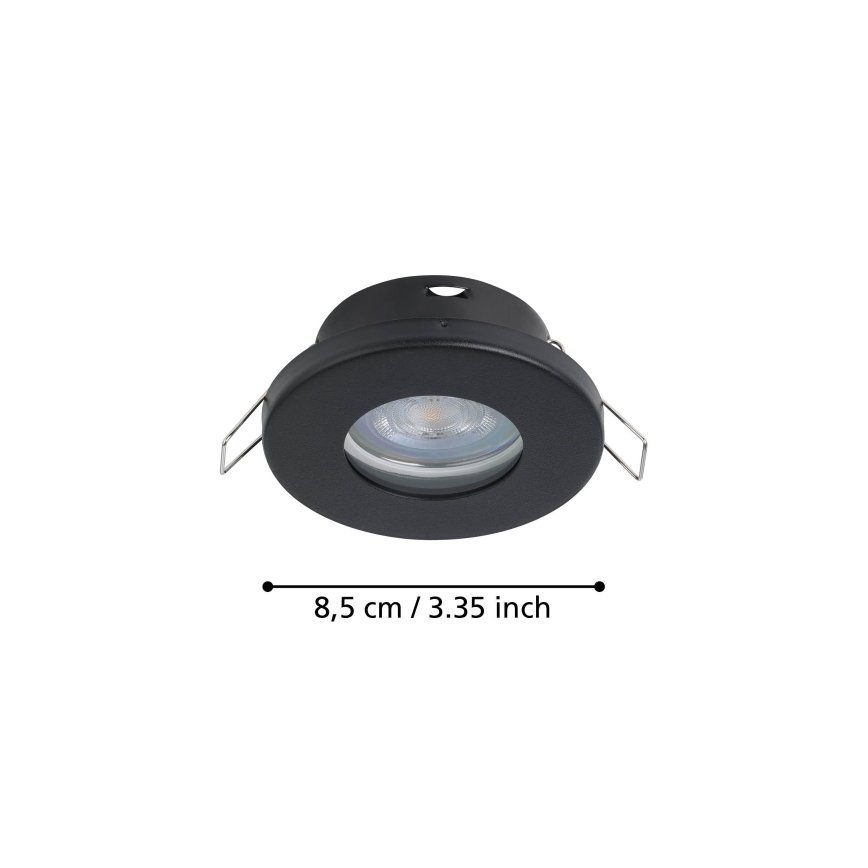 Eglo - SET 3xLED Lampada da incasso per bagno 1xGU10/4W/230V IP44 nero