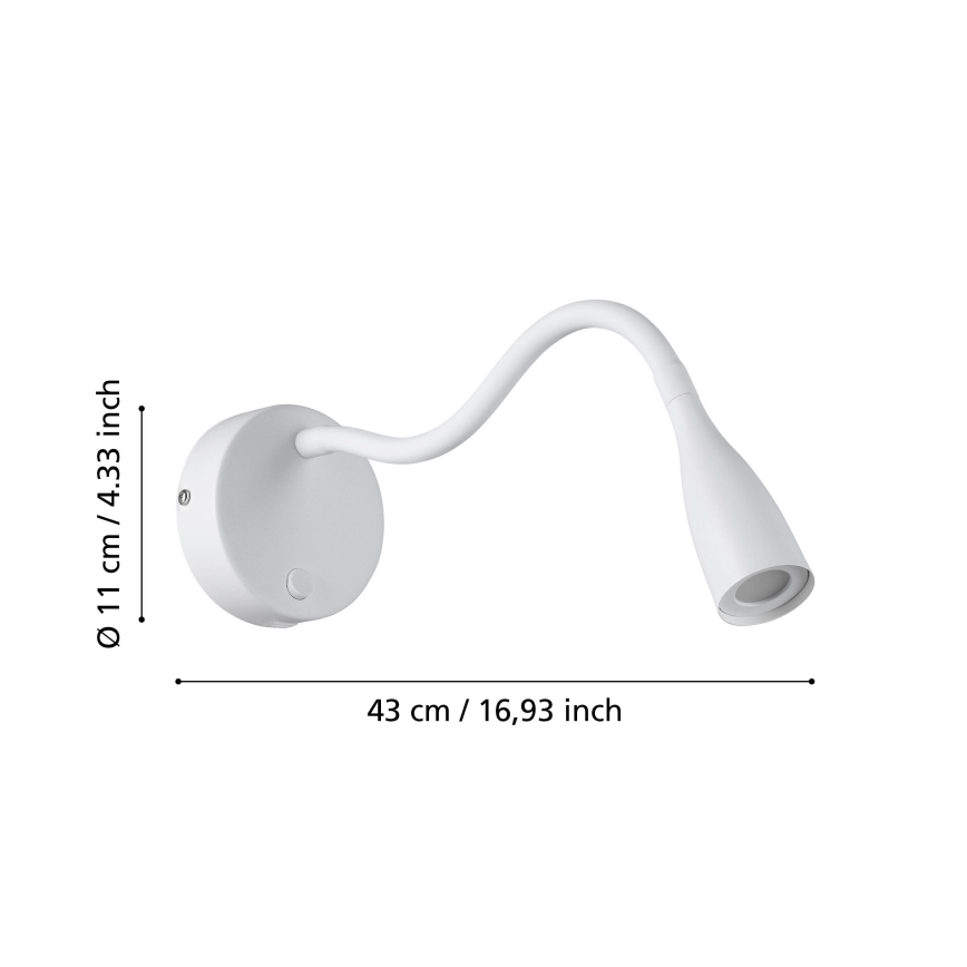 Eglo - Lampada da parete LED flessibile con USB LED/3,8W/230V bianca