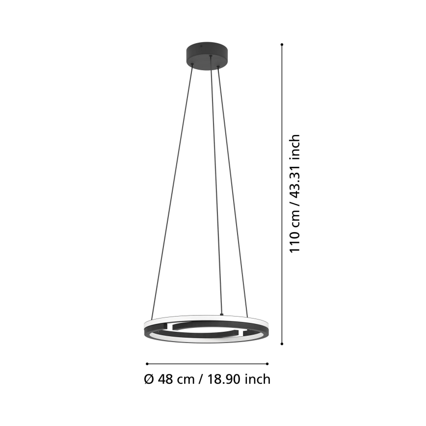 Eglo - Lampadario dimmerabile su cavo 2x LED/20W/230V 2700-6500K Ø 48 cm nero + telecomando