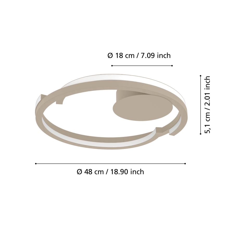 Eglo - Plafoniera LED dimmerabile 2xLED/20W/230V 2700-6500K Ø 48 cm beige + telecomando