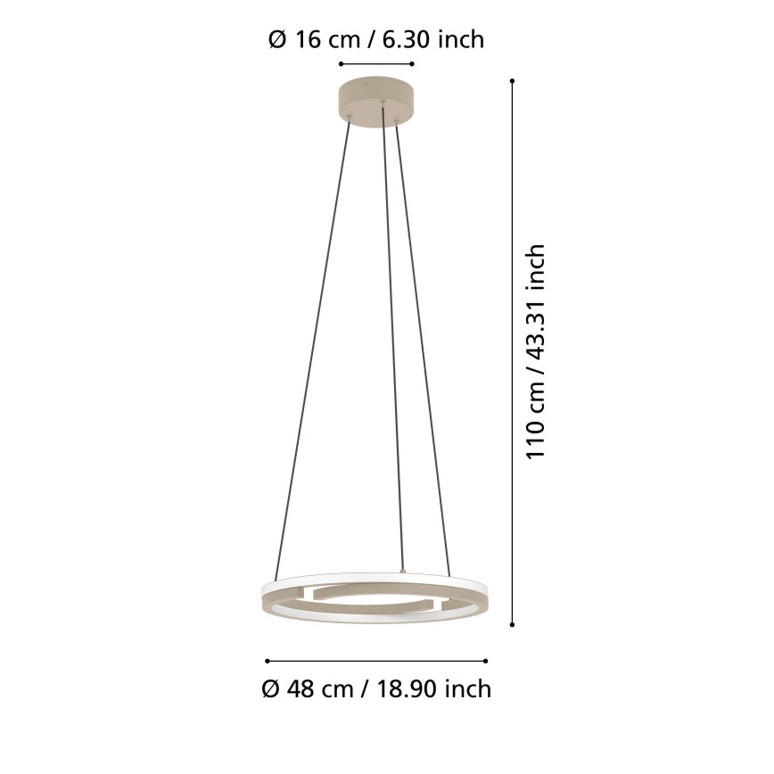 Eglo - Lampadario LED dimmerabile a sospensione su cavo 2xLED/20W/230V 2700-6500K Ø 48 cm beige + telecomando