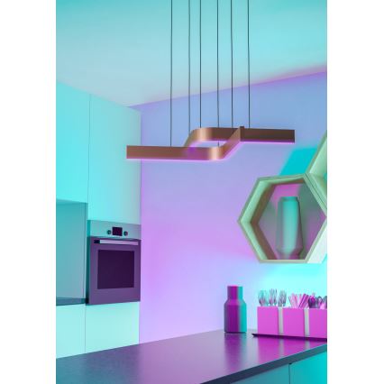 Eglo - Lampadario a sospensione LED RGBW dimmerabile con cavo 2xLED/18W/230V rame/nero