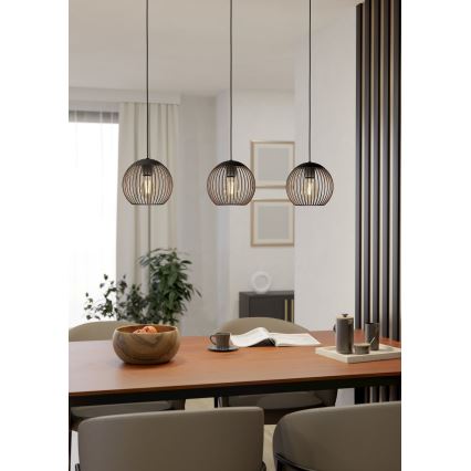 Eglo - Lampadario a cavo 3xE27/60W/230V nero