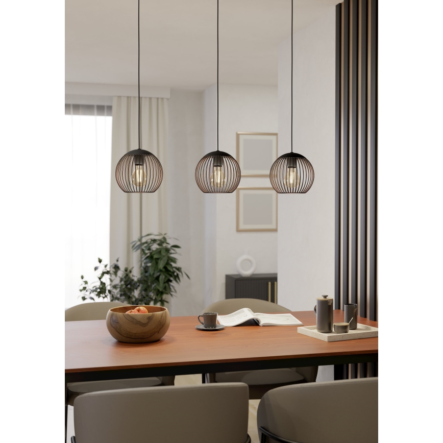 Eglo - Lampadario a cavo 3xE27/60W/230V nero