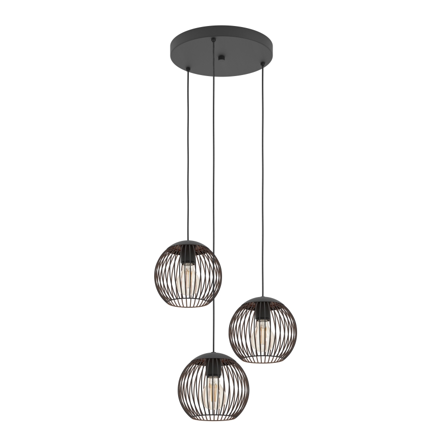 Eglo - Lampadario a cavo 3xE27/60W/230V nero