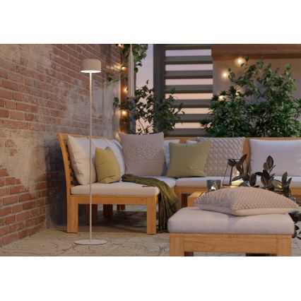 Eglo - Lampada da terra solare ricaricabile a LED con controllo touch, 2,8 W / 3,7 V, 1800 mAh, IP44, bianca