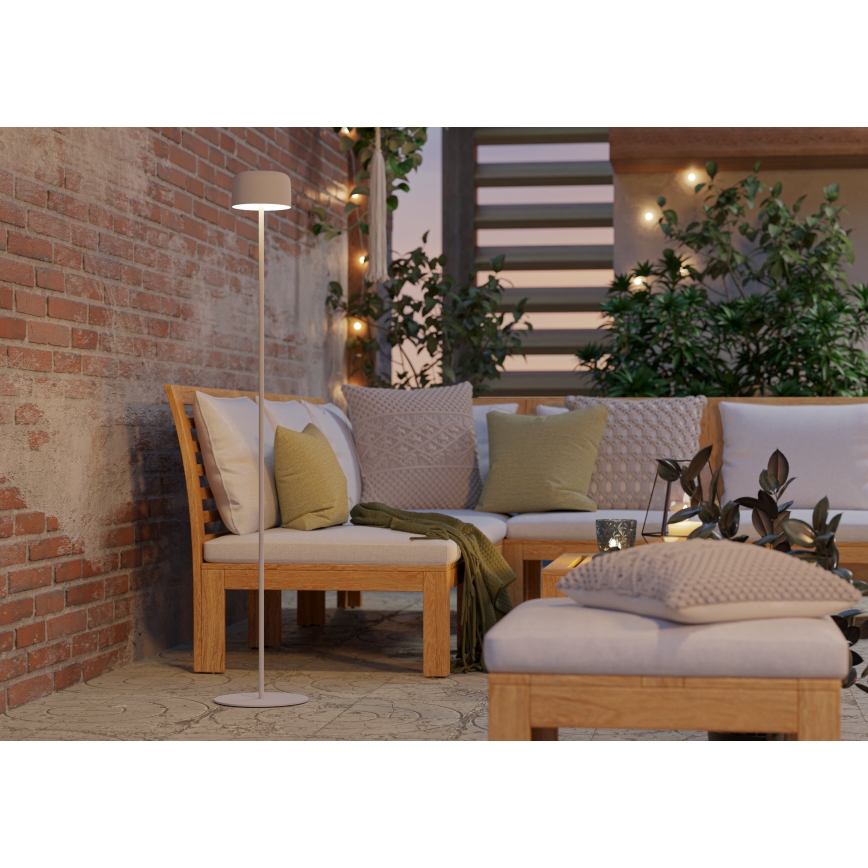 Eglo - Lampada da terra solare ricaricabile a LED con controllo touch, 2,8 W / 3,7 V, 1800 mAh, IP44, bianca