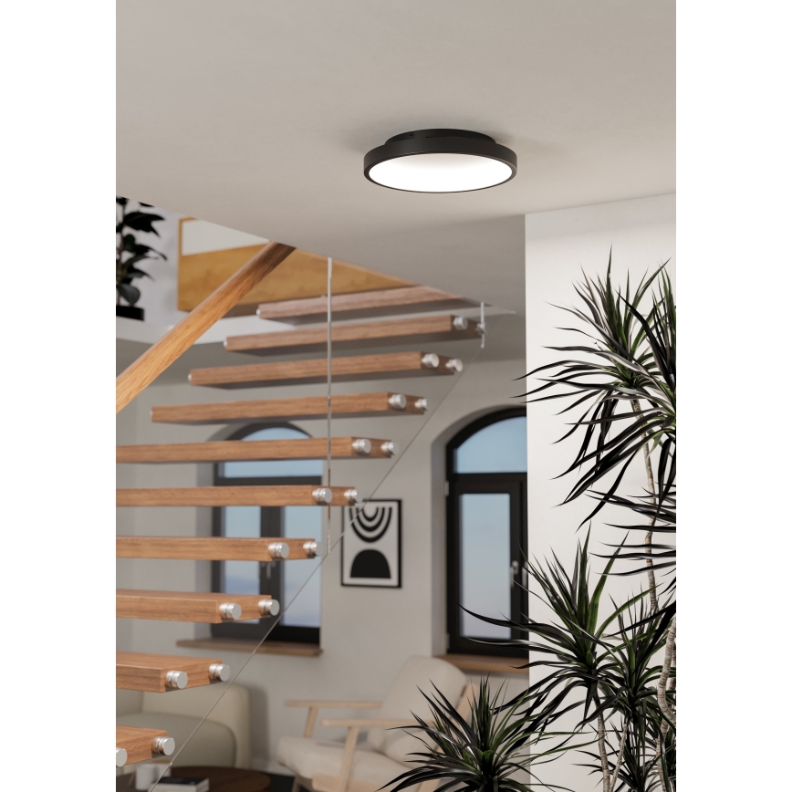 Eglo - Plafoniera da soffitto LED RGBW dimmerabile, 19,6 W, 230 V, 2700–6500 K, Ø 35 cm, nero