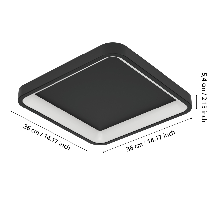 Eglo - LED RGBW Plafoniera dimmerabile LED/20W/230V 2700-6500K 35x35 cm nera