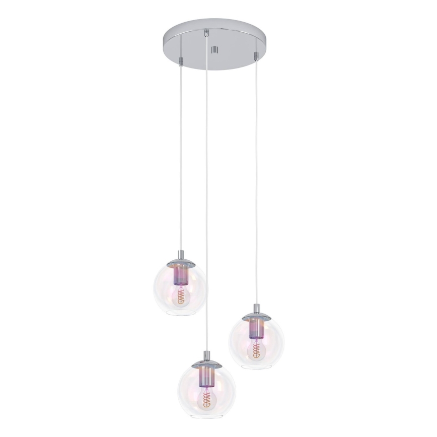 Eglo - Lampada a sospensione con cavo 3xE27/60W/230V cromo lucido