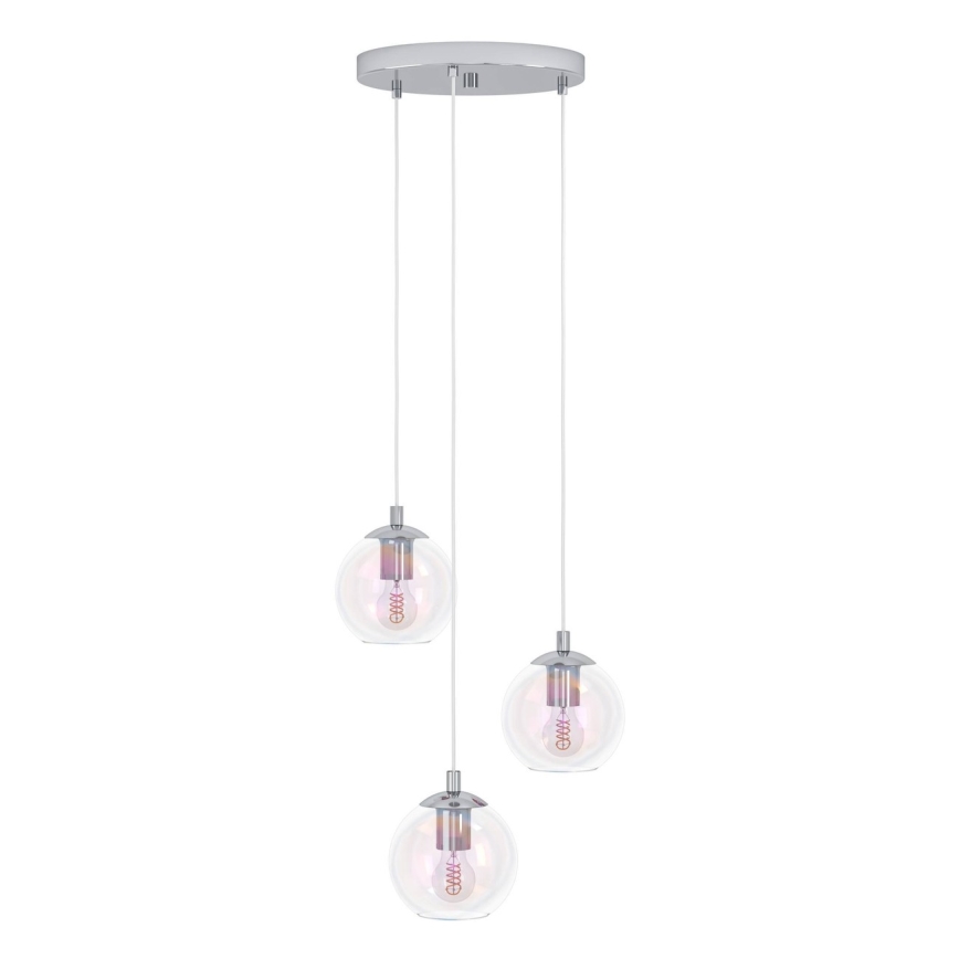Eglo - Lampada a sospensione con cavo 3xE27/60W/230V cromo lucido