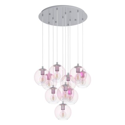 Eglo - Lampadario a sospensione con cavo 10xE27/60W/230V cromo lucido/trasparente