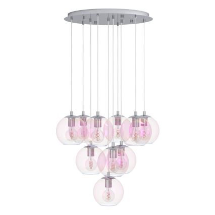 Eglo - Lampadario a sospensione con cavo 10xE27/60W/230V cromo lucido/trasparente