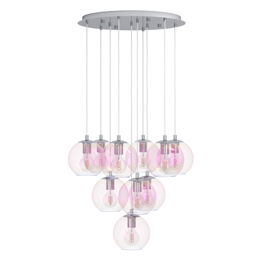 Eglo - Lampadario a sospensione con cavo 10xE27/60W/230V cromo lucido/trasparente
