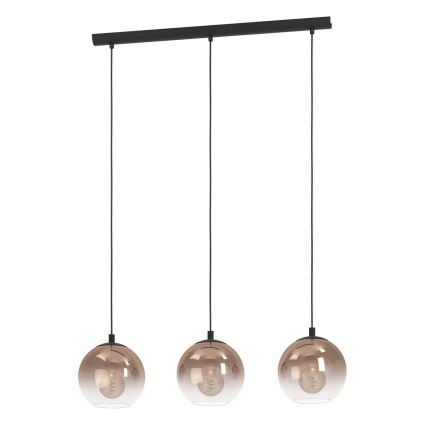 Eglo - Lampadario a sospensione con cavo 3xE27/60W/230V nero/beige/fumé