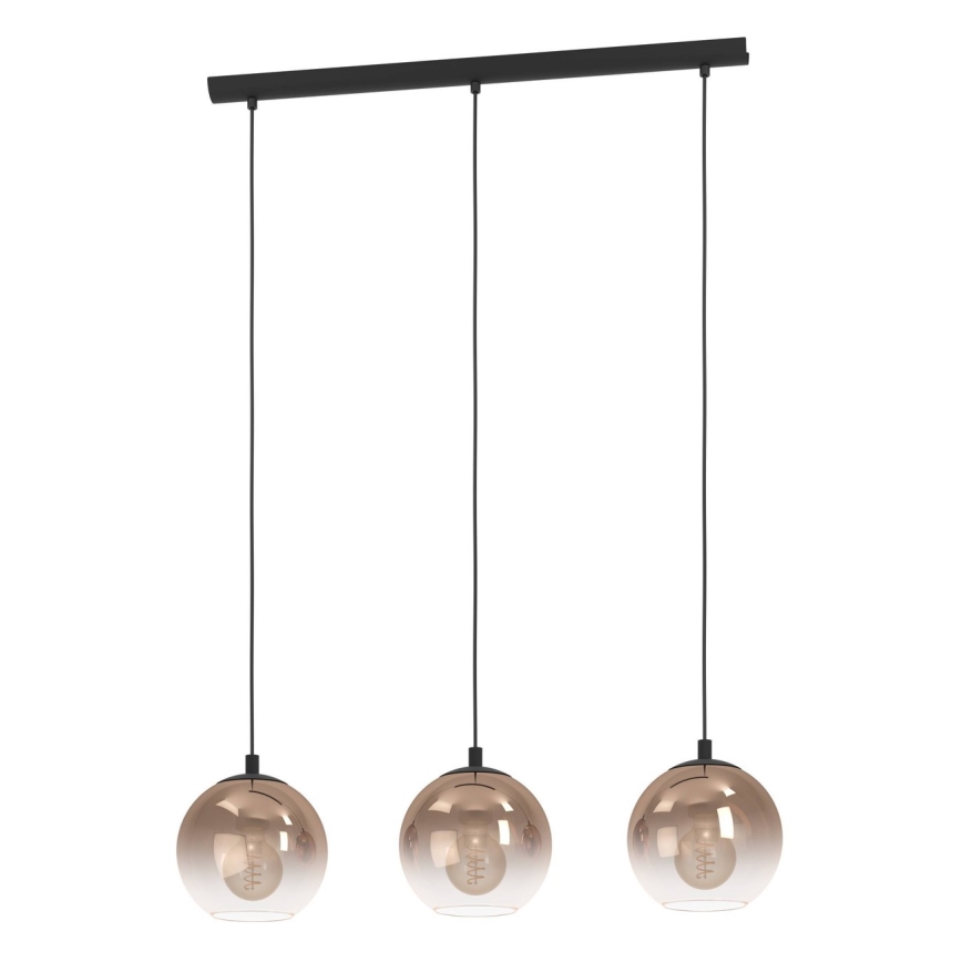 Eglo - Lampadario a sospensione con cavo 3xE27/60W/230V nero/beige/fumé