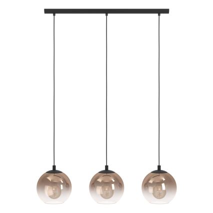 Eglo - Lampadario a sospensione con cavo 3xE27/60W/230V nero/beige/fumé
