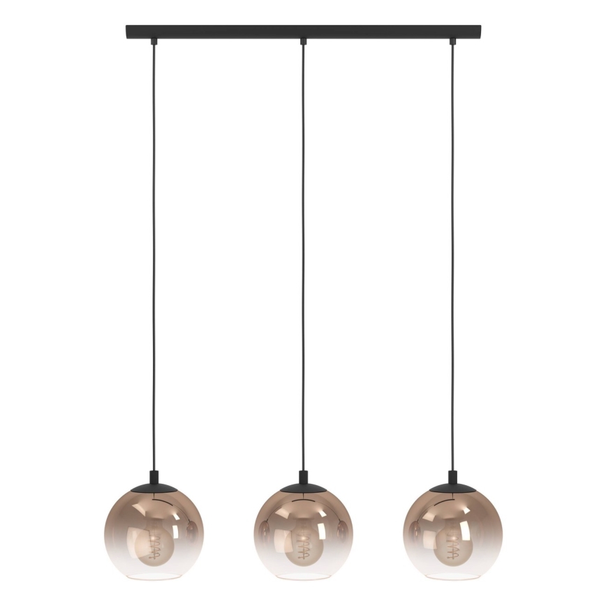 Eglo - Lampadario a sospensione con cavo 3xE27/60W/230V nero/beige/fumé