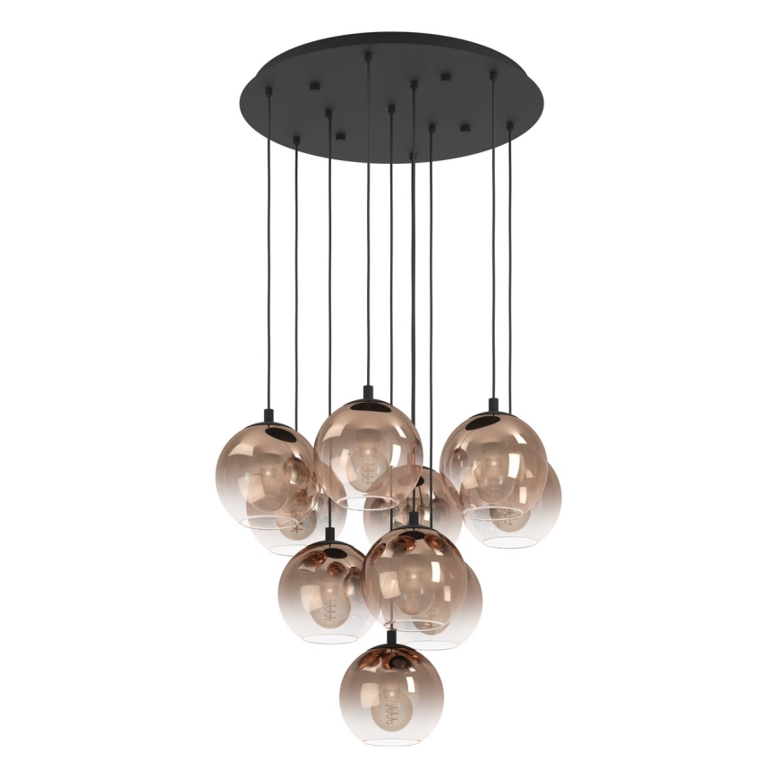Eglo - Lampadario a sospensione con cavo 10xE27/60W/230V nero/beige/fumé